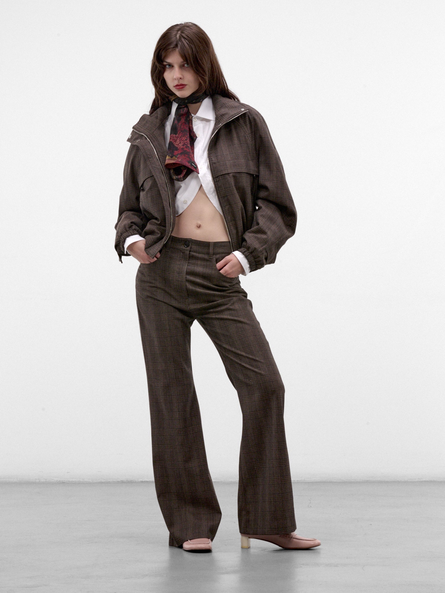 Brown Checked Wool Zip Jacket (RW-WN-OUTW000075-BROWN-BLACK)