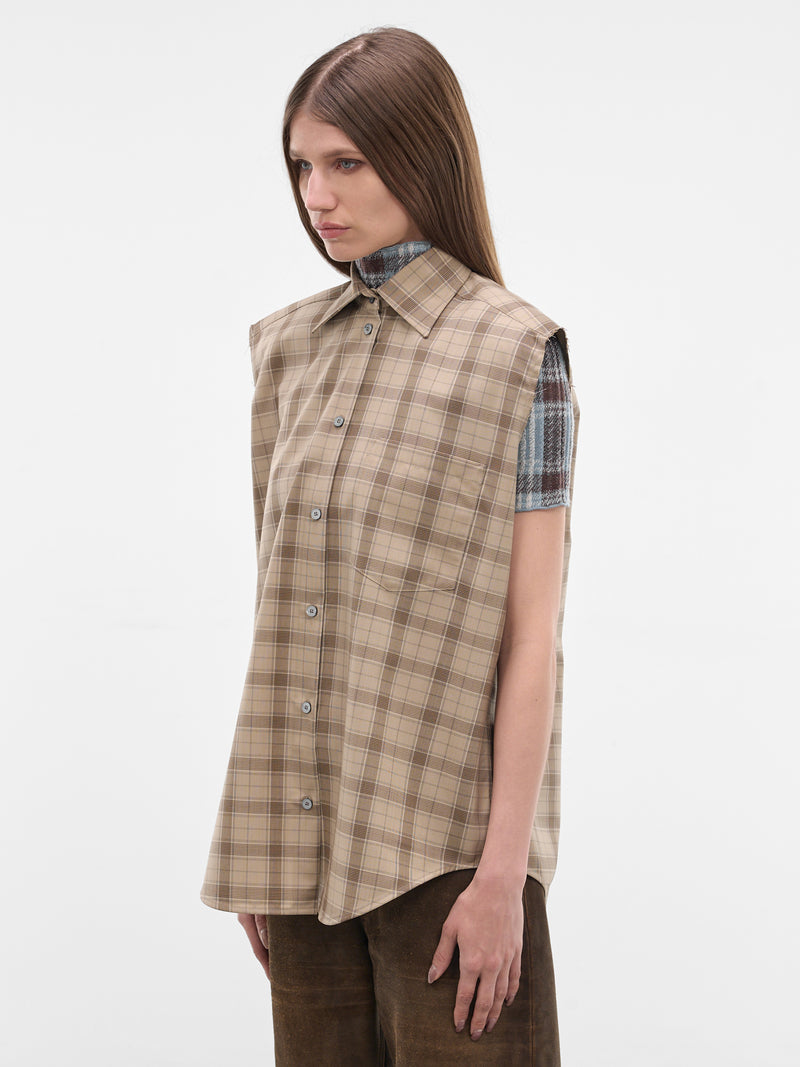 Beige Check Button-Up Vest (RW-WN-SHIR000023-BEIGE-MULTI)