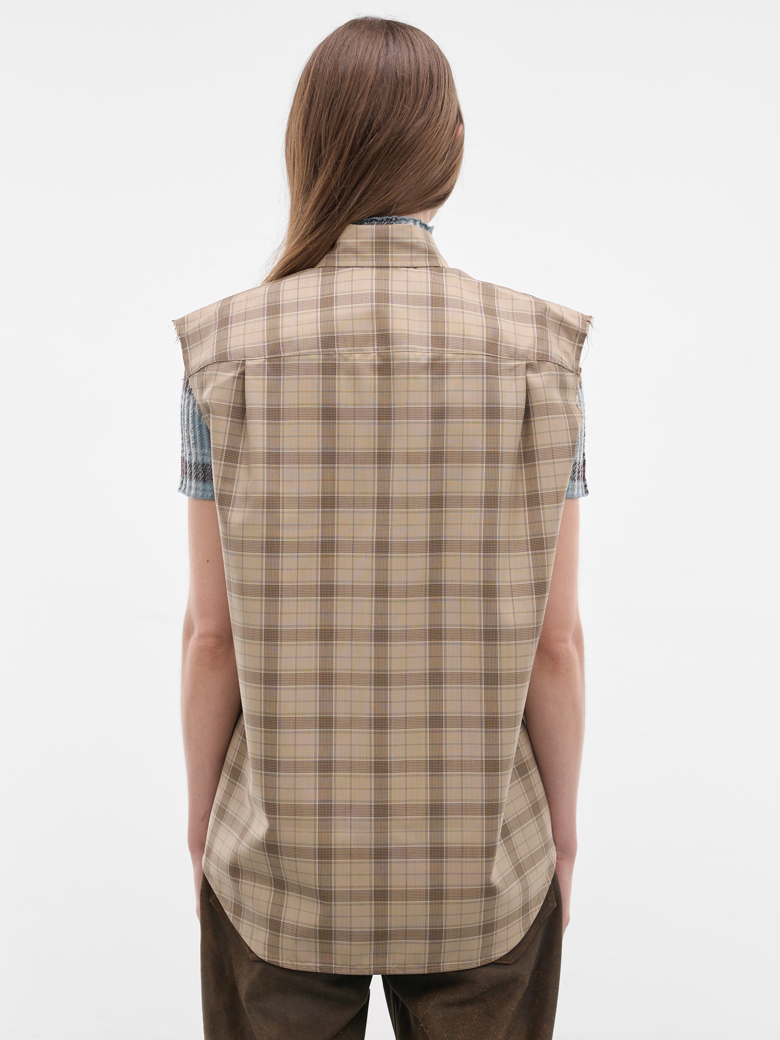 Beige Check Button-Up Vest (RW-WN-SHIR000023-BEIGE-MULTI)