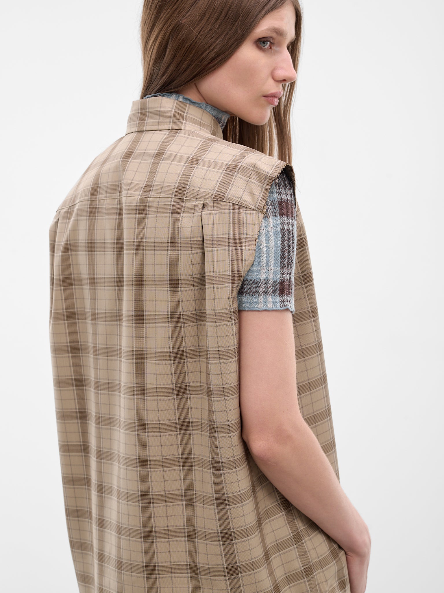 Beige Check Button-Up Vest (RW-WN-SHIR000023-BEIGE-MULTI)