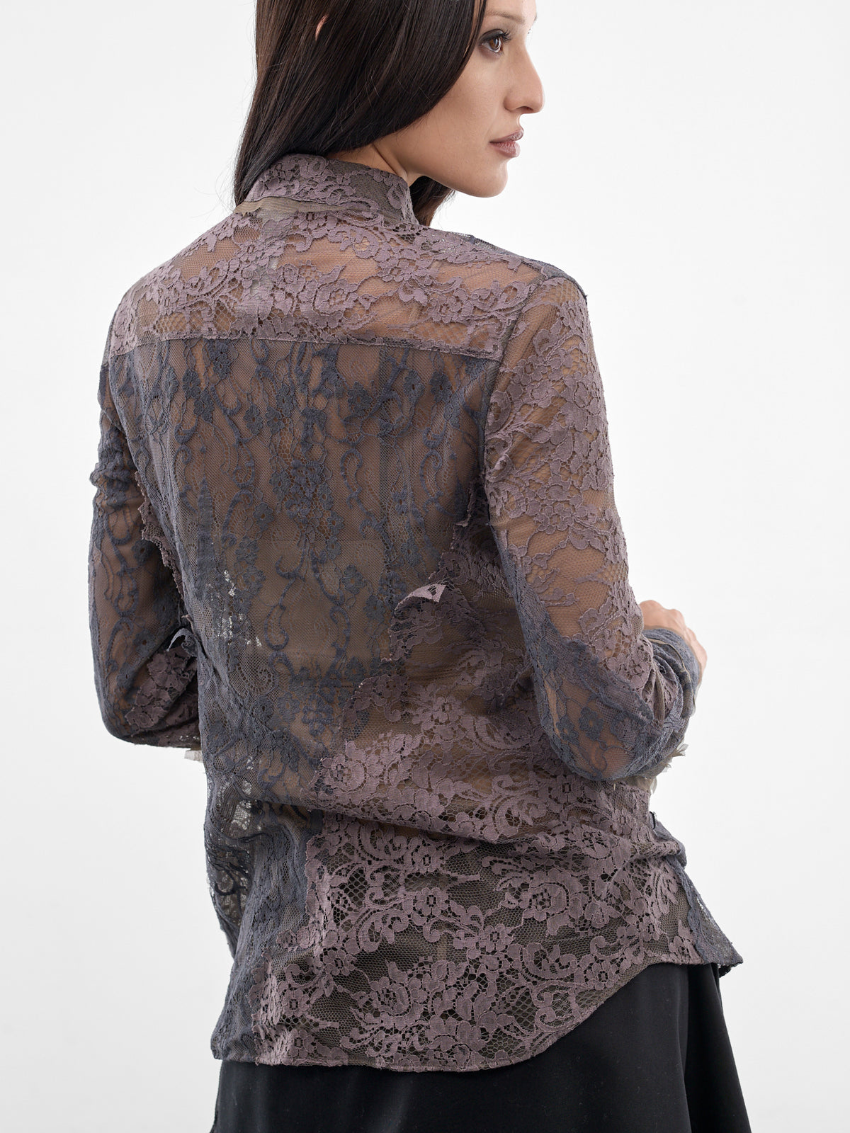 Gray Floral Lace Corset Blouse (RW-WN-SHIR000038-ANTHRACITE-GR)