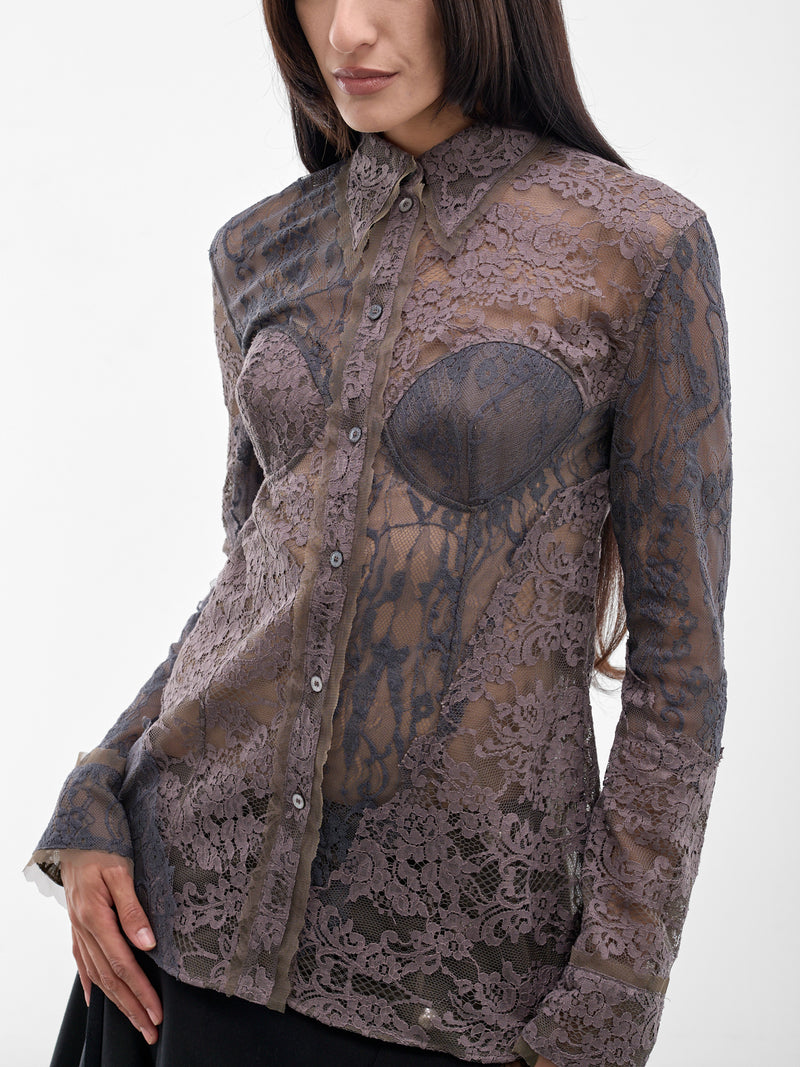 Gray Floral Lace Corset Blouse (RW-WN-SHIR000038-ANTHRACITE-GR)