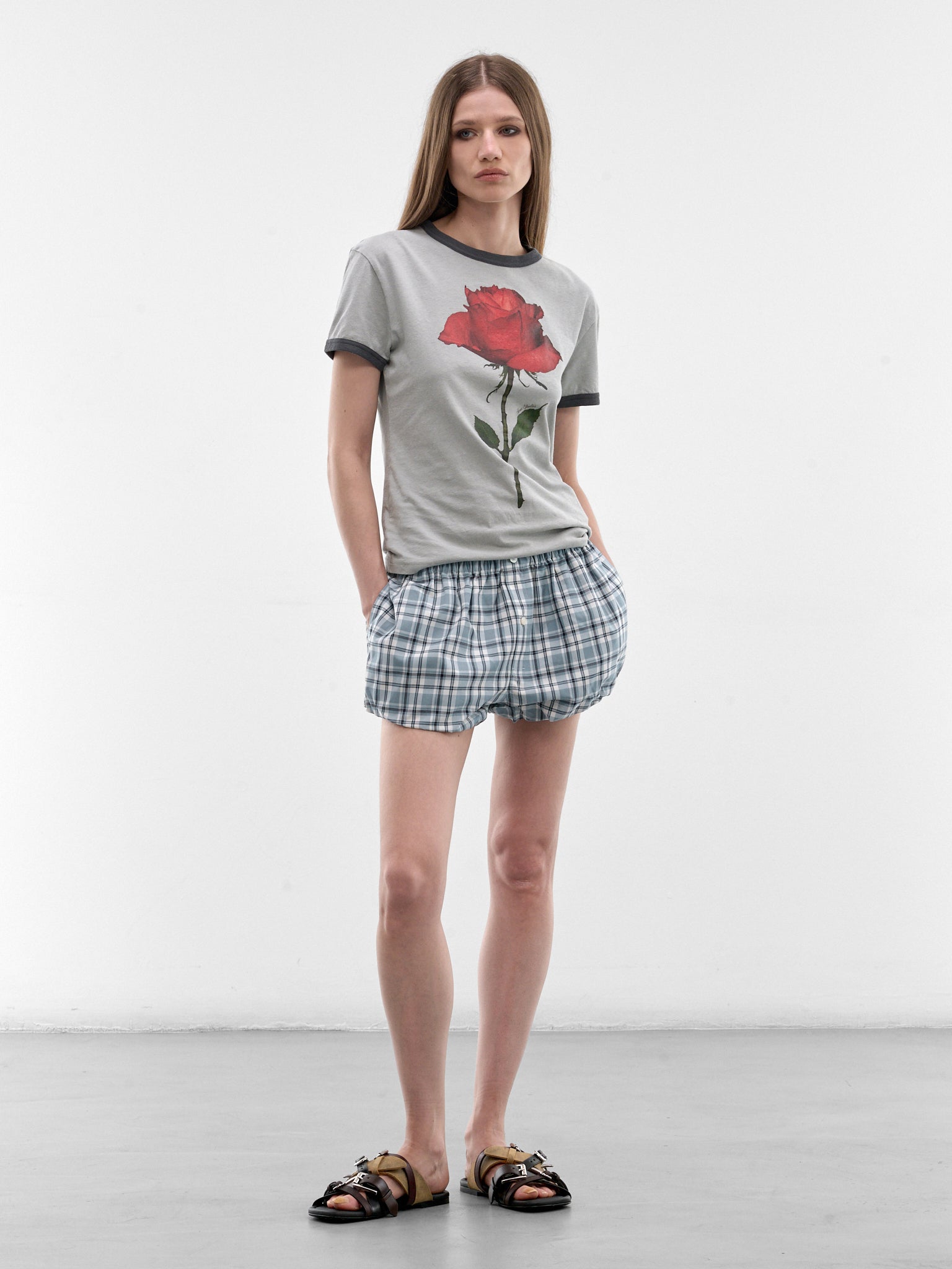 Cotton-Hemp Rose Graphic Tee (RW-WN-TSHI000014-GREY-RED)