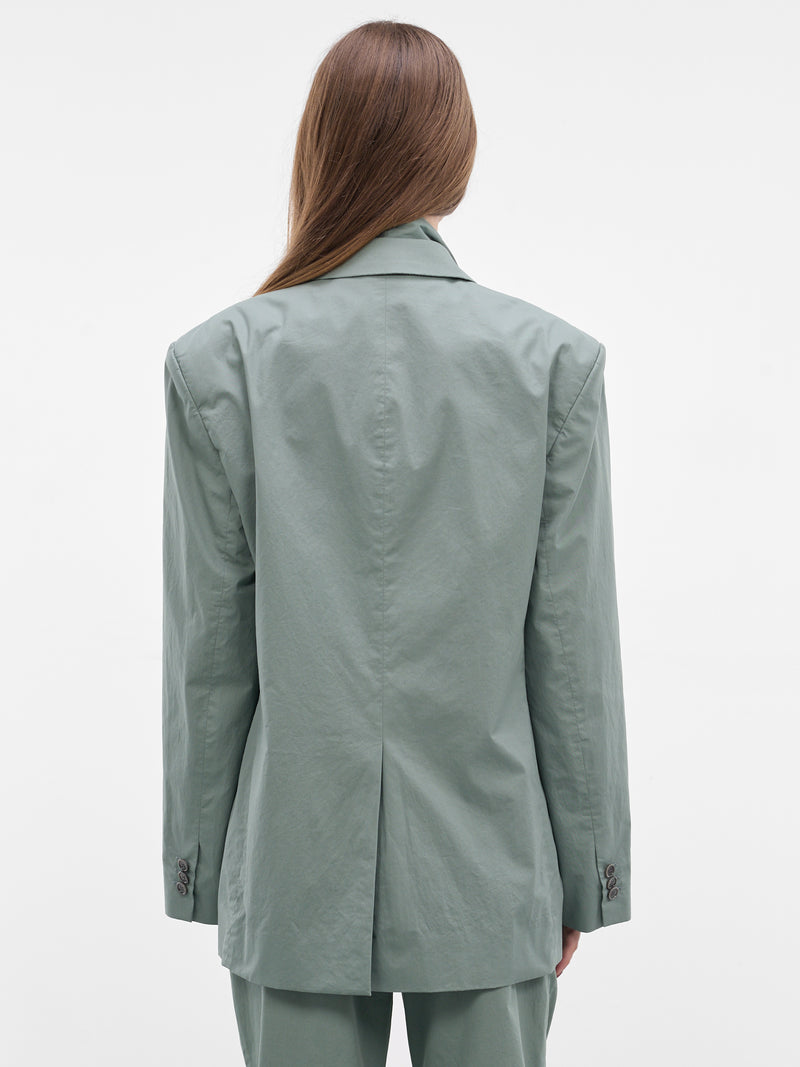 Green Scarf Collar Twill Blazer (RW-WN-SUIT000012-EUCALYPTUS-GR)