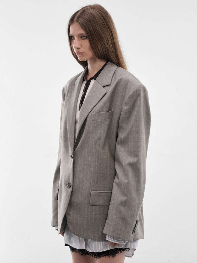 Pinstripe Wool Oversized Blazer (RW-WN-SUIT000054-WARM-GREY)