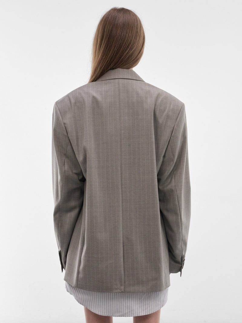 Pinstripe Wool Oversized Blazer (RW-WN-SUIT000054-WARM-GREY)