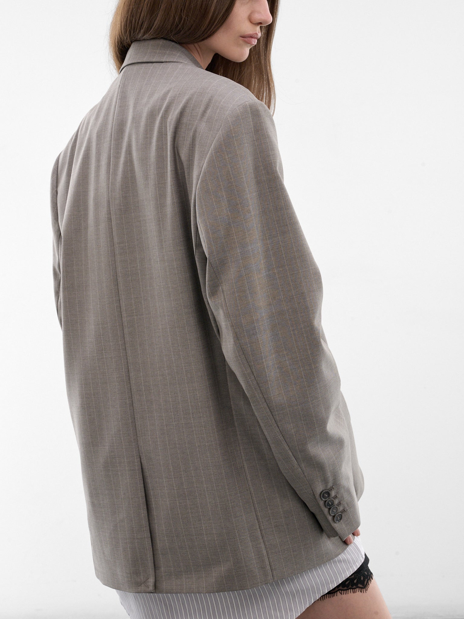 Pinstripe Wool Oversized Blazer (RW-WN-SUIT000054-WARM-GREY)