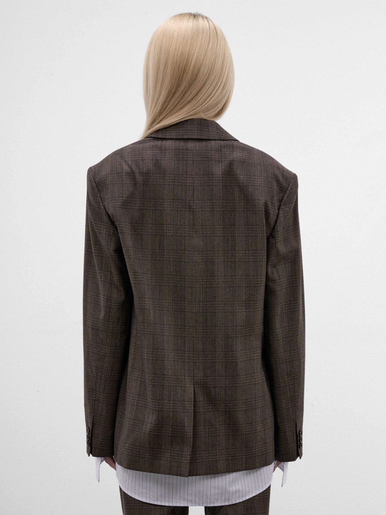 Brown Wool Checked Layered Blazer (RW-WN-SUIT000073-BROWN-BLACK)