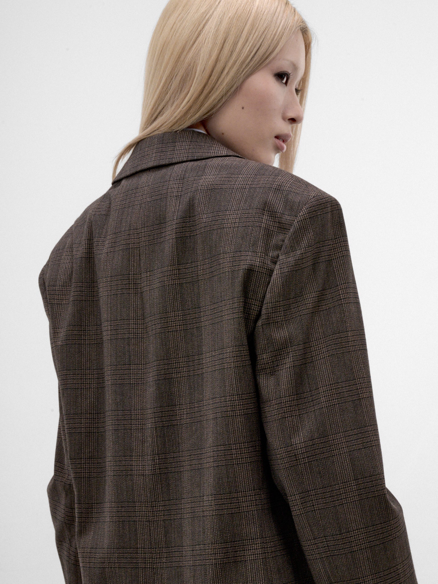 Brown Wool Checked Layered Blazer (RW-WN-SUIT000073-BROWN-BLACK)