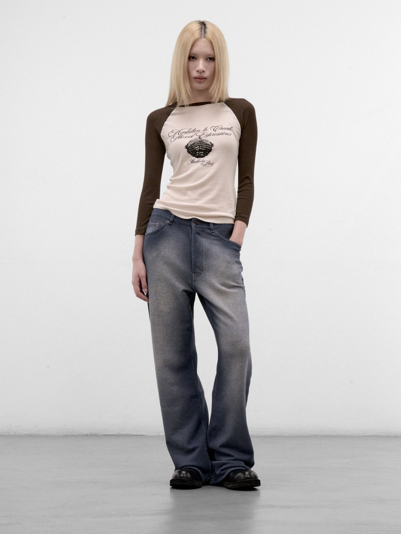 Beige Raglan Graphic Long Sleeve (AL0558-AF4101-BEIGE-BROWN)