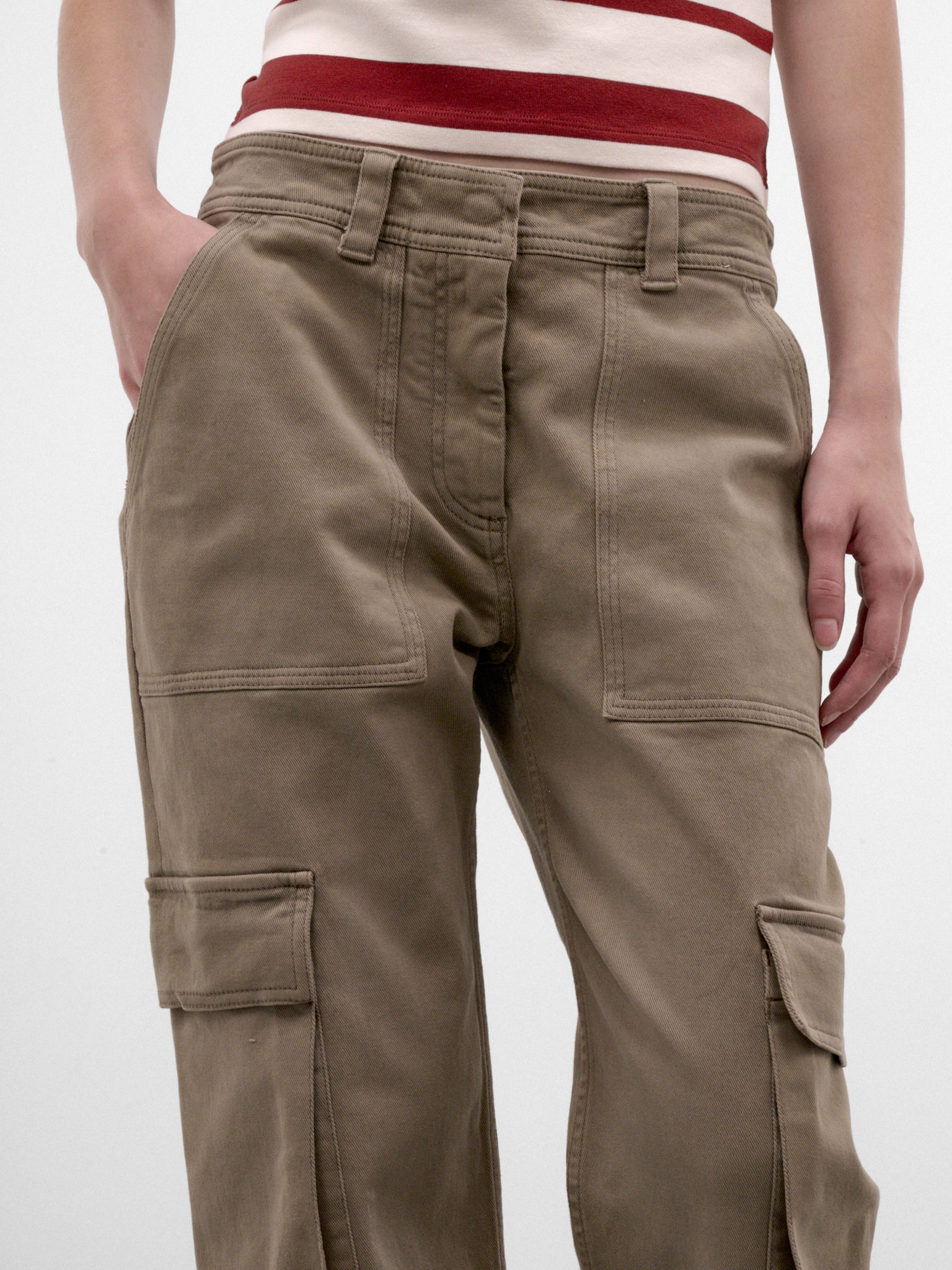 Camel Cotton Twil Cargo Pants (RW-WN-TROU000069-CAMEL-BEIGE)