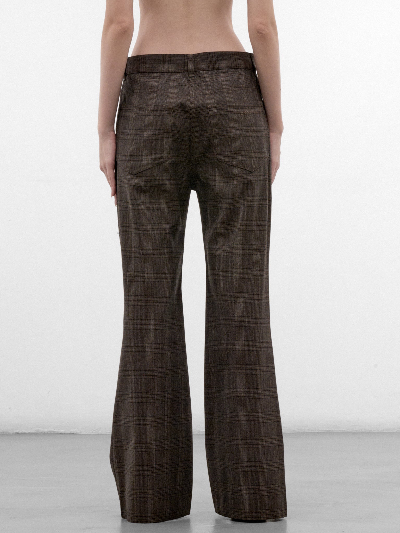 Brown Plaid Wide Trousers (RW-WN-TROU000123-BROWN-BLACK)