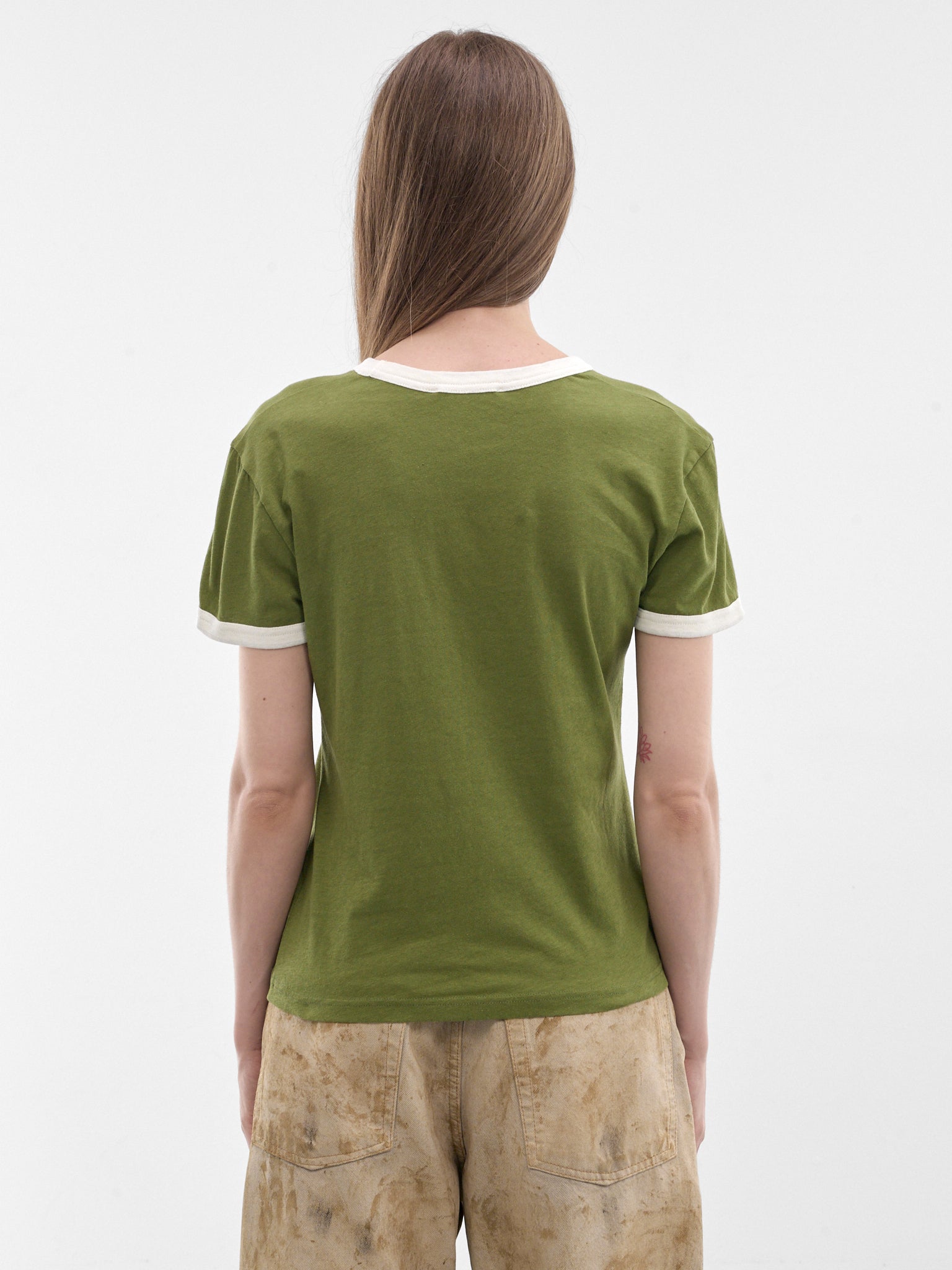 Cotton-Hemp Rose Graphic Tee (RW-WN-TSHI000014-GREEN-WHITE)