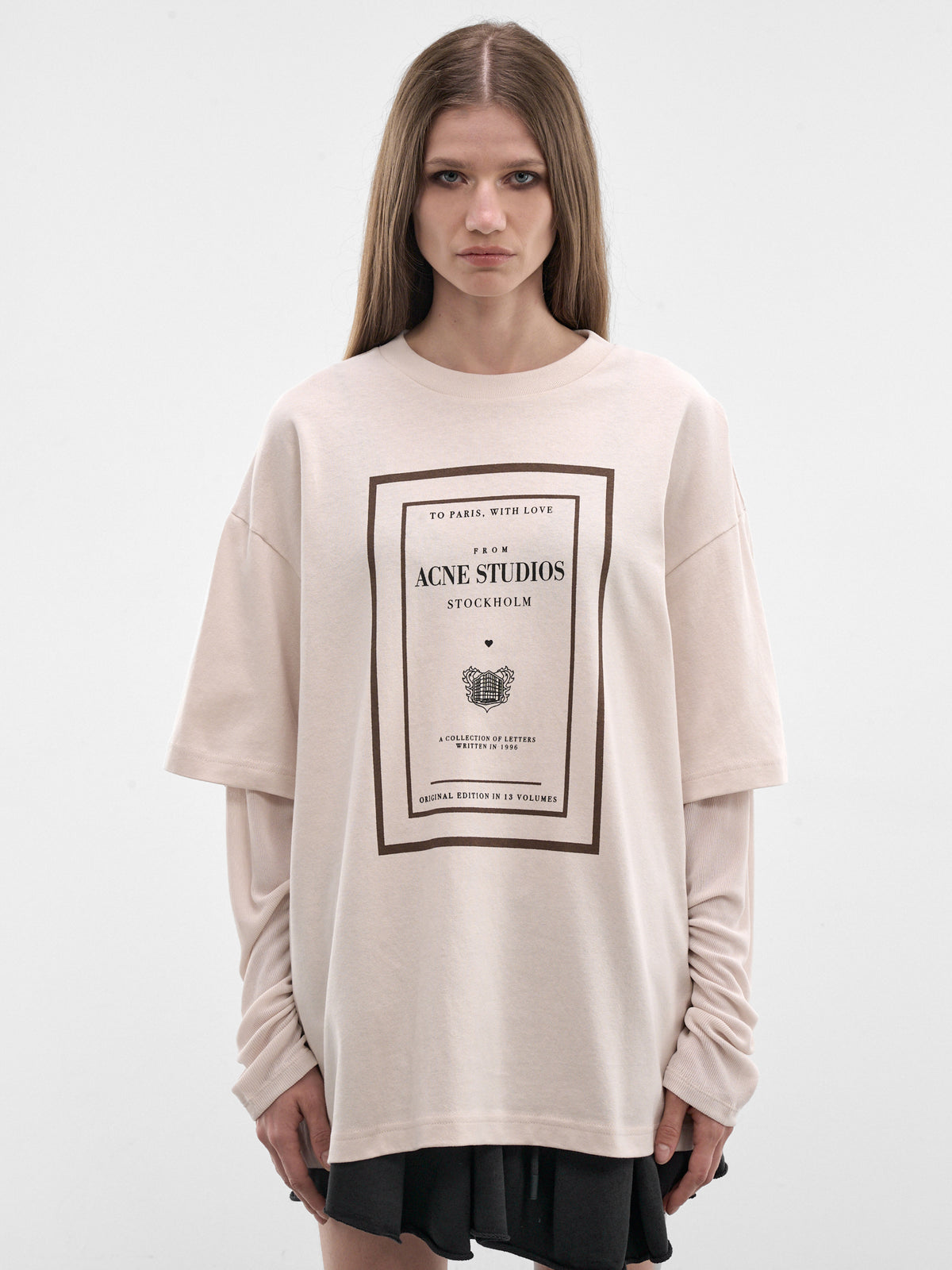 Beige Layered Graphic Long Sleeve (RW-WN-TSHI000023-WARM-BEIGE)