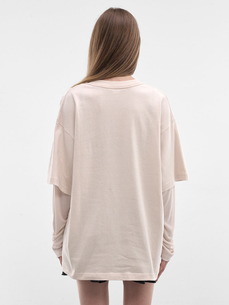 Beige Layered Graphic Long Sleeve (RW-WN-TSHI000023-WARM-BEIGE)