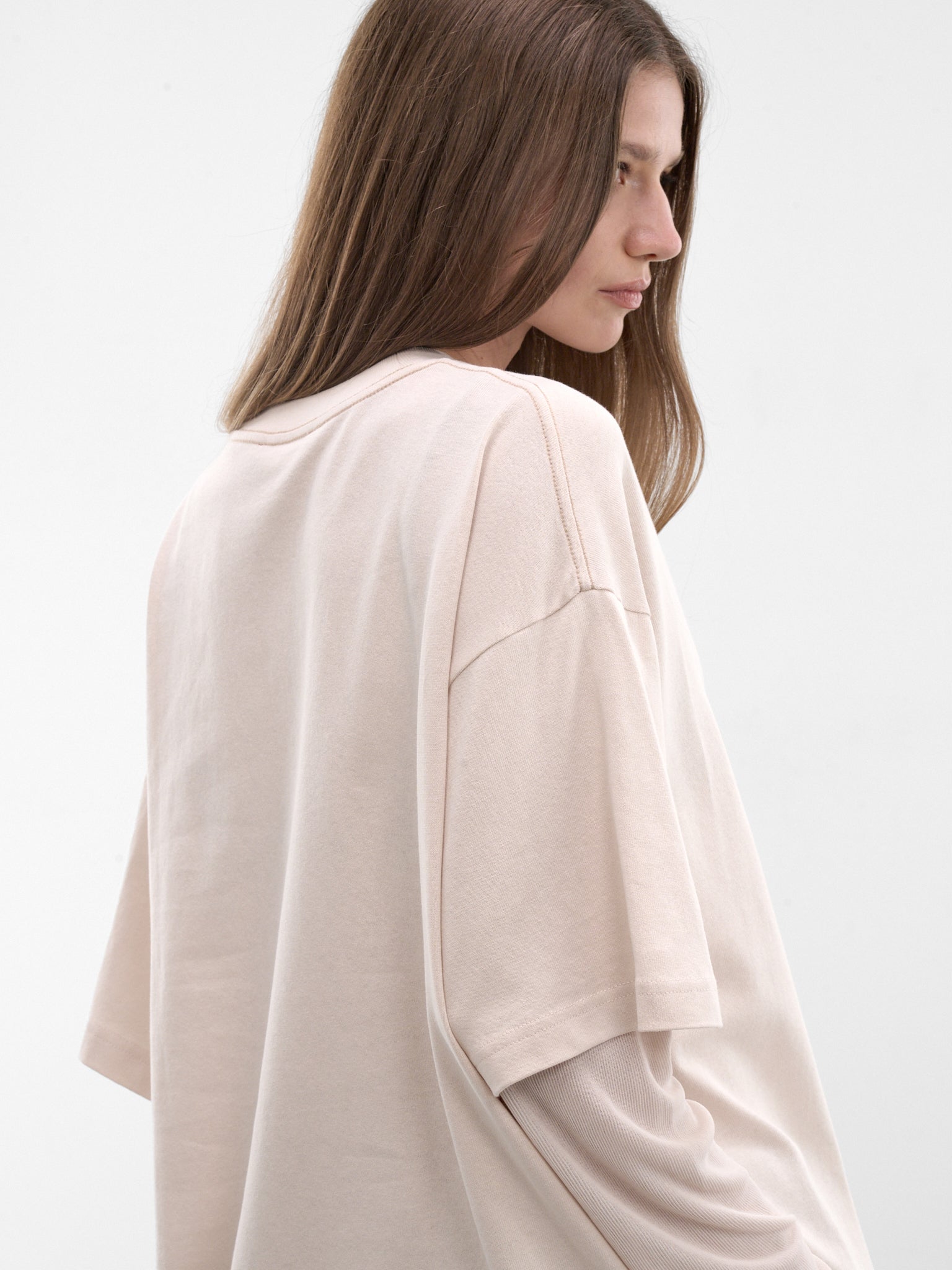 Beige Layered Graphic Long Sleeve (RW-WN-TSHI000023-WARM-BEIGE)