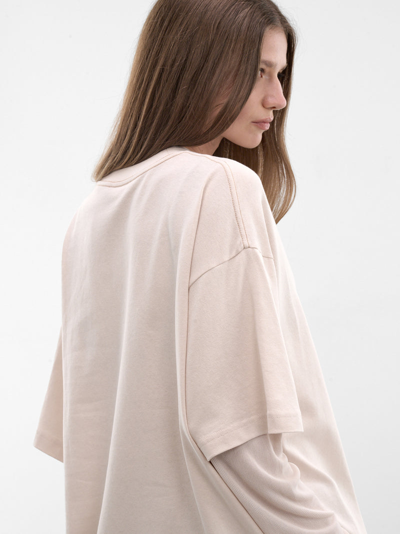 Beige Layered Graphic Long Sleeve (RW-WN-TSHI000023-WARM-BEIGE)