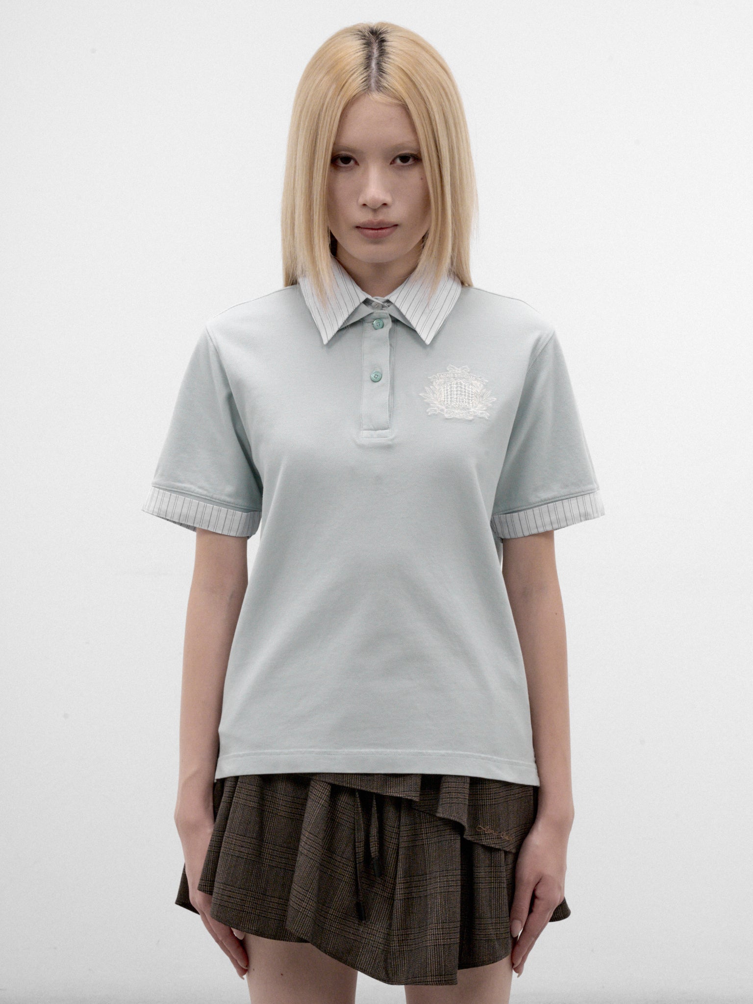 Blue Cotton Logo Polo Shirt (RW-WN-TSHI000026-LIGHT-BLUE)