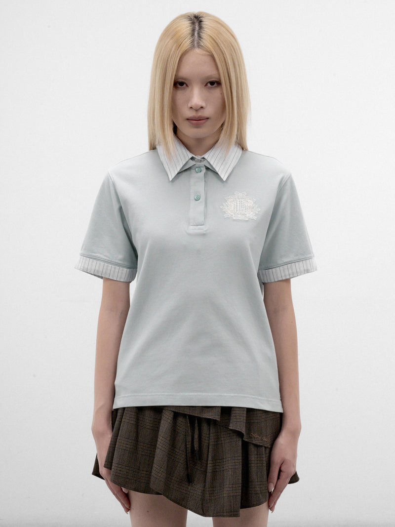 Blue Cotton Logo Polo Shirt (RW-WN-TSHI000026-LIGHT-BLUE)