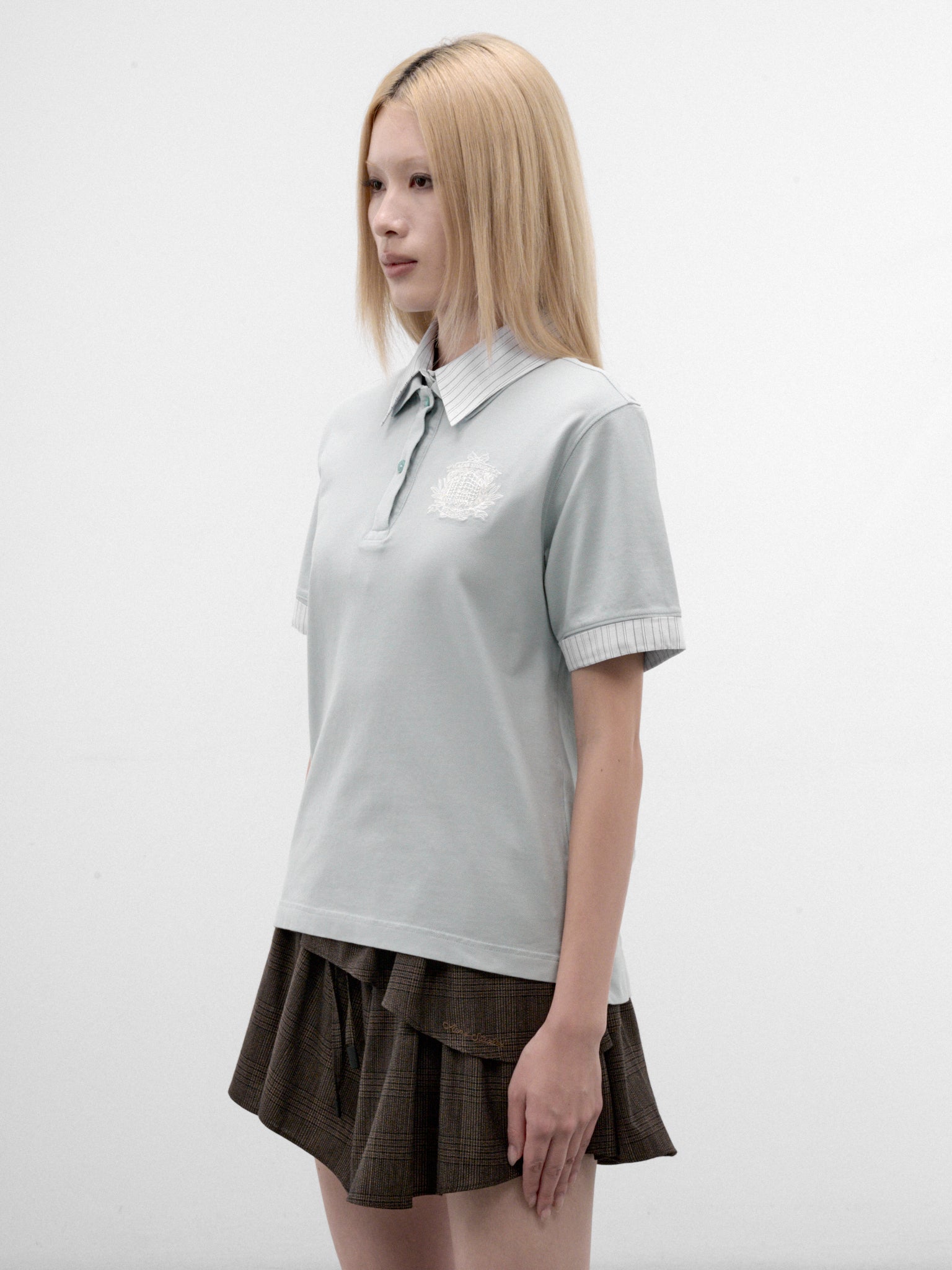 Blue Cotton Logo Polo Shirt (RW-WN-TSHI000026-LIGHT-BLUE)