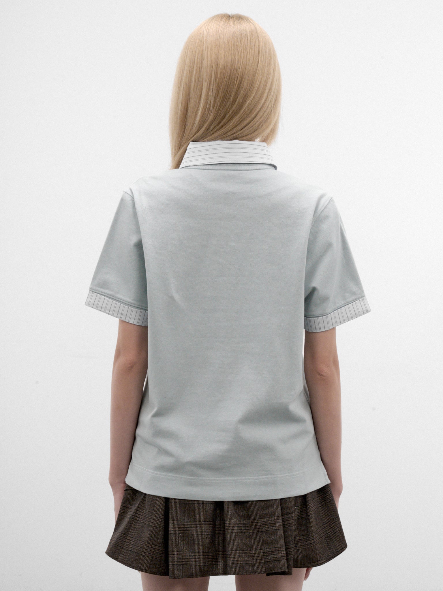 Blue Cotton Logo Polo Shirt (RW-WN-TSHI000026-LIGHT-BLUE)