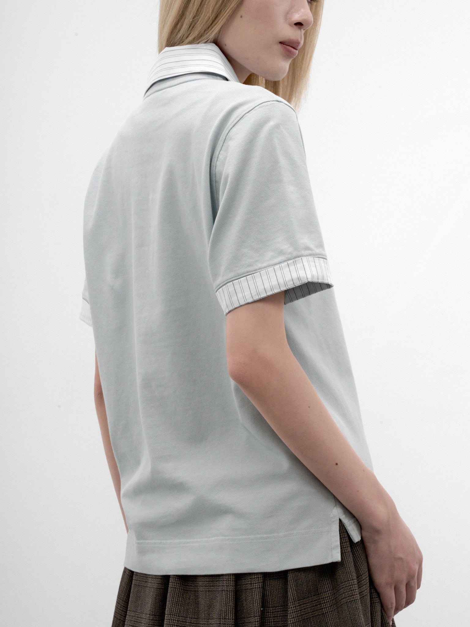 Blue Cotton Logo Polo Shirt (RW-WN-TSHI000026-LIGHT-BLUE)