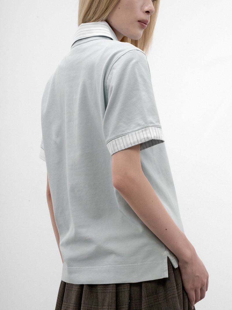 Blue Cotton Logo Polo Shirt (RW-WN-TSHI000026-LIGHT-BLUE)