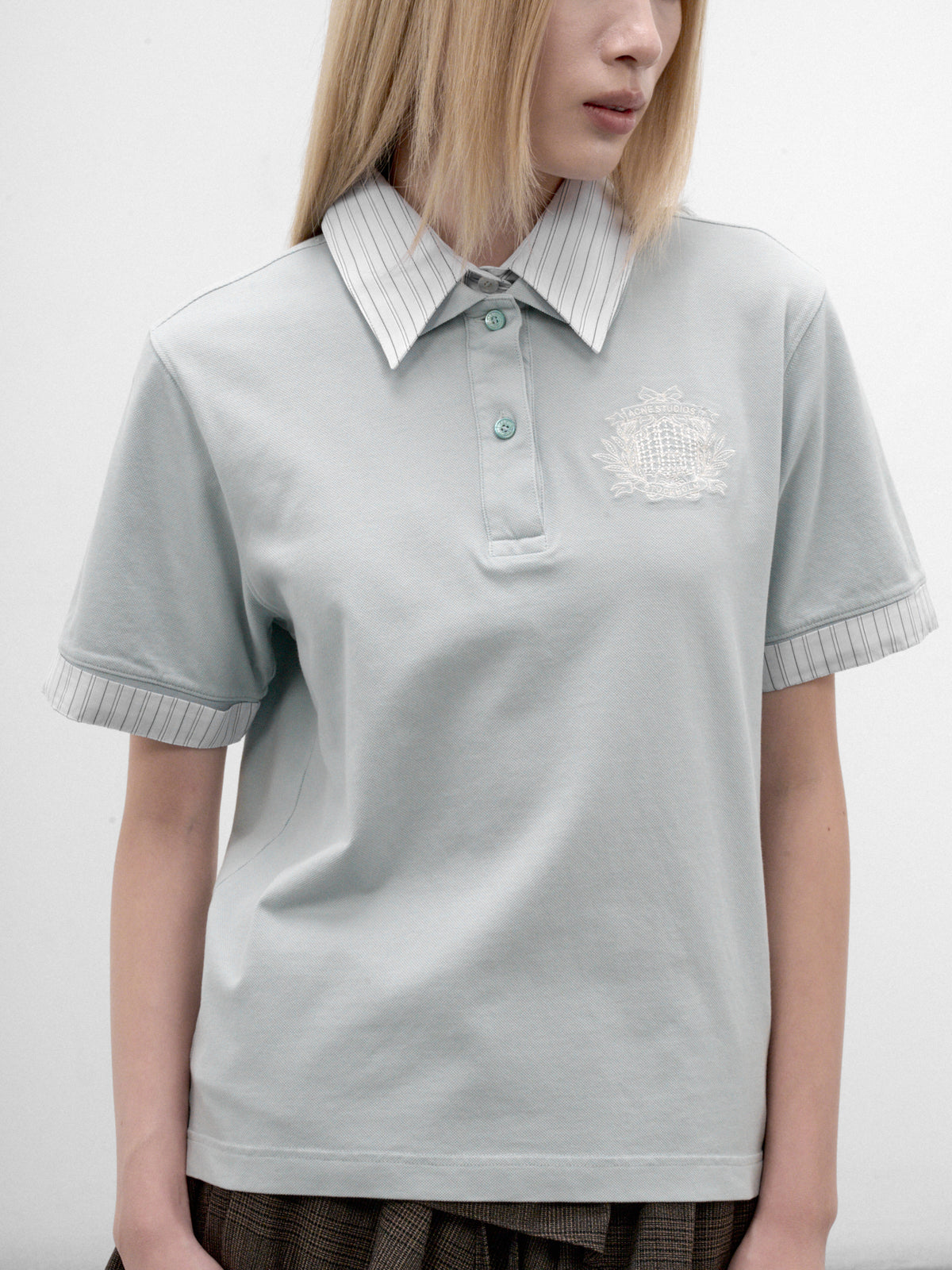 Blue Cotton Logo Polo Shirt (RW-WN-TSHI000026-LIGHT-BLUE)