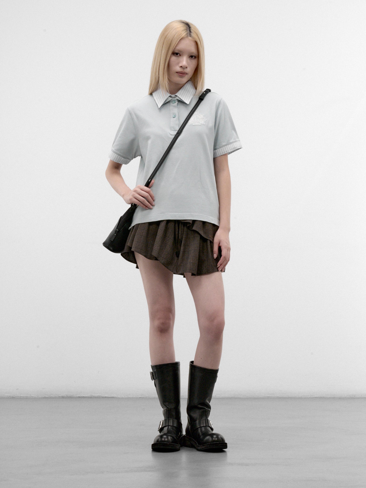 Blue Cotton Logo Polo Shirt (RW-WN-TSHI000026-LIGHT-BLUE)