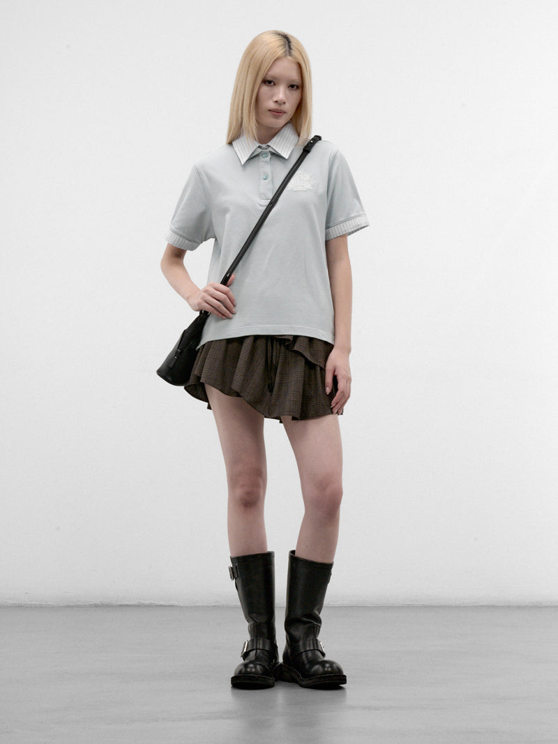 Blue Cotton Logo Polo Shirt (RW-WN-TSHI000026-LIGHT-BLUE)