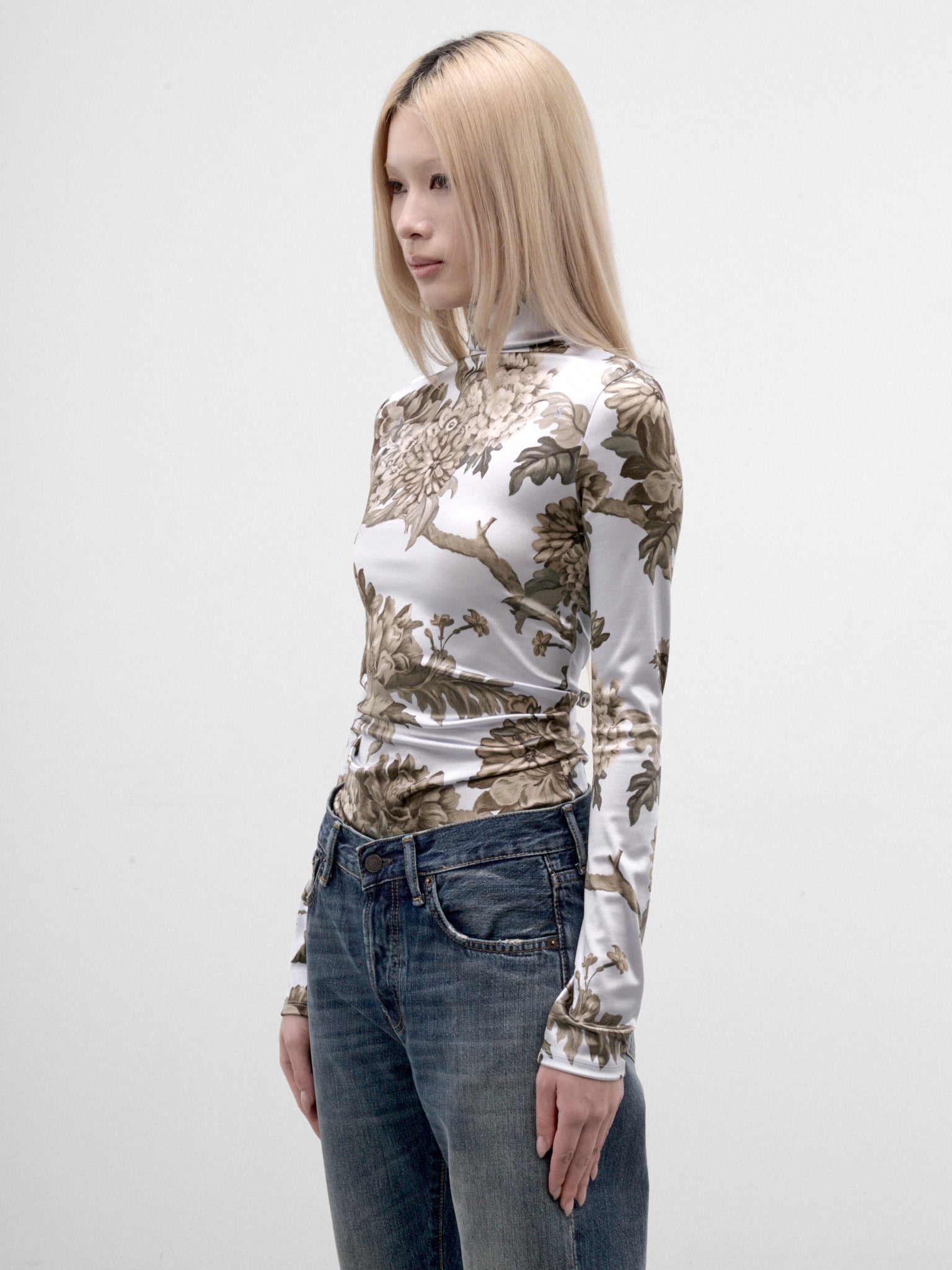 Botanical Print Long Sleeve Top (RW-WN-TSHI000043-BLUE-GREY)