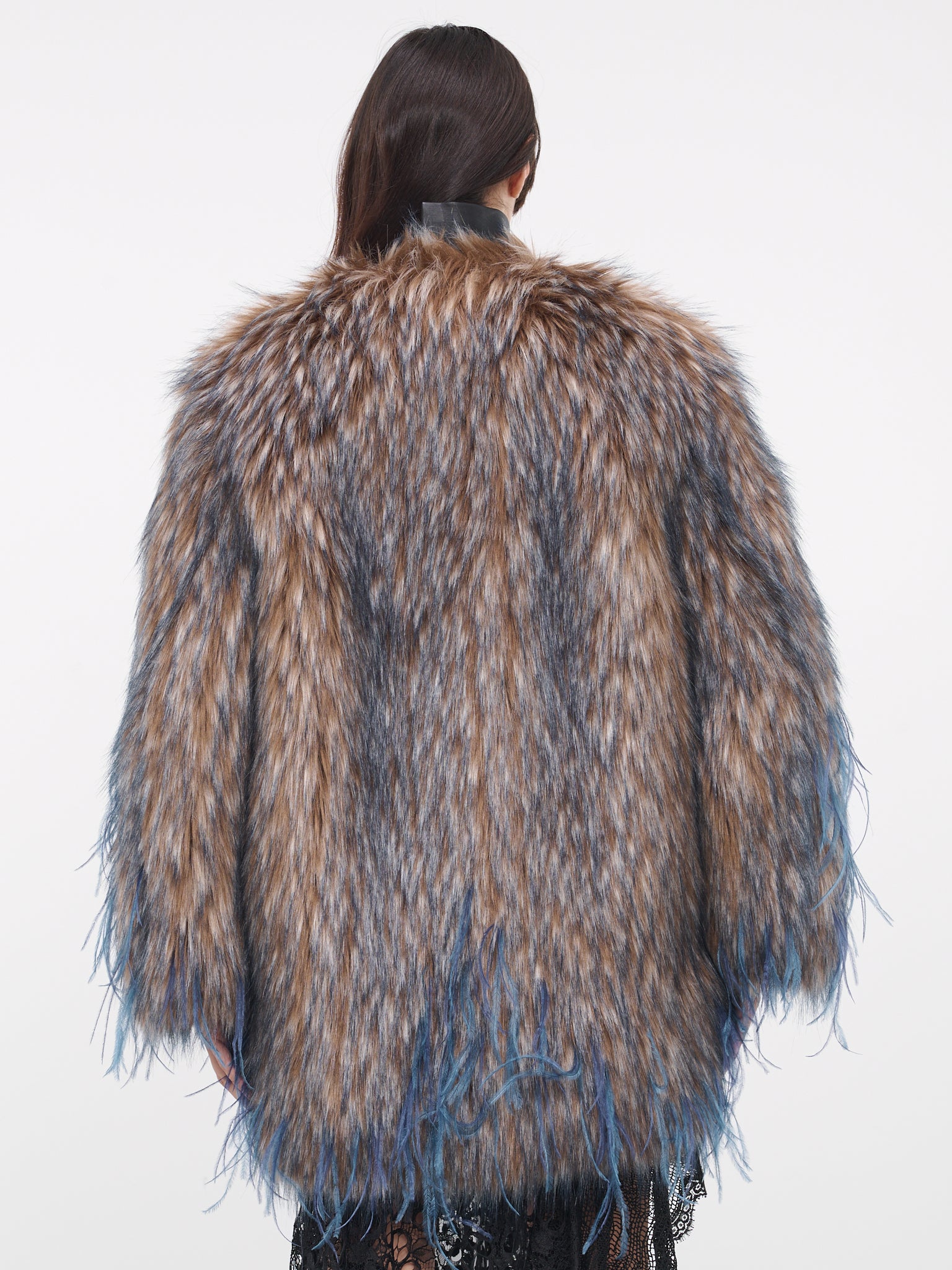 Faux Fur Feather Coat (RWR503-FY036-PURPLE)