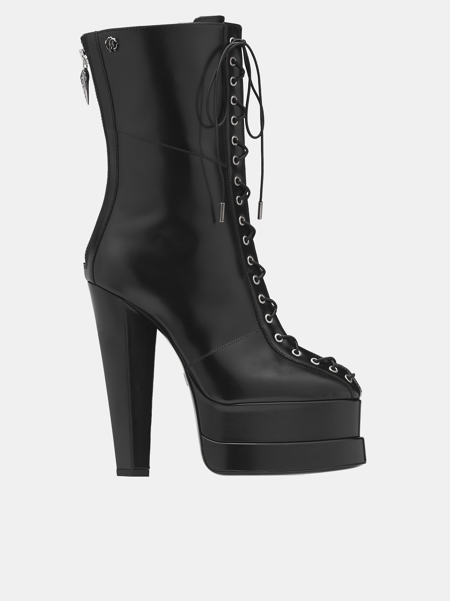 Lace-Up Platform Boots (RWS008-PZ243-BLACK-SILVER)