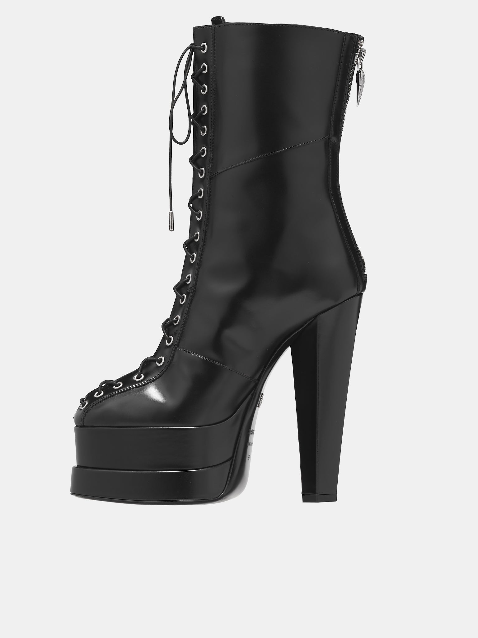 Lace-Up Platform Boots (RWS008-PZ243-BLACK-SILVER)