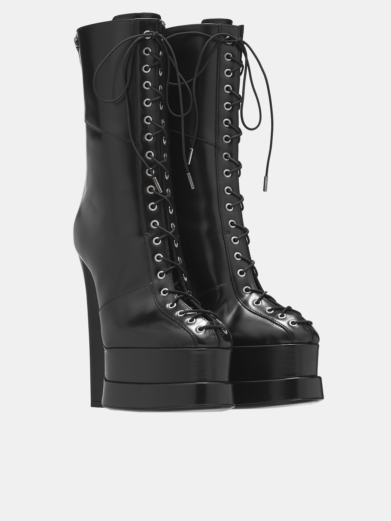 Lace-Up Platform Boots (RWS008-PZ243-BLACK-SILVER)