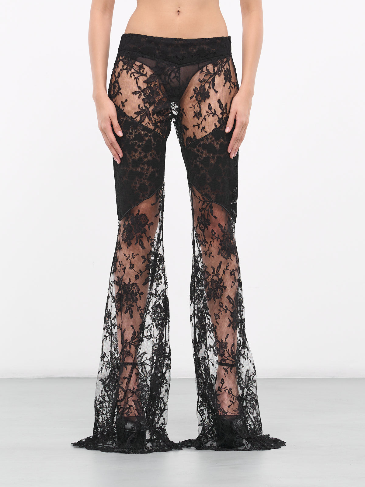 Lace Flared Trousers (RWT201-RP003-BLACK)