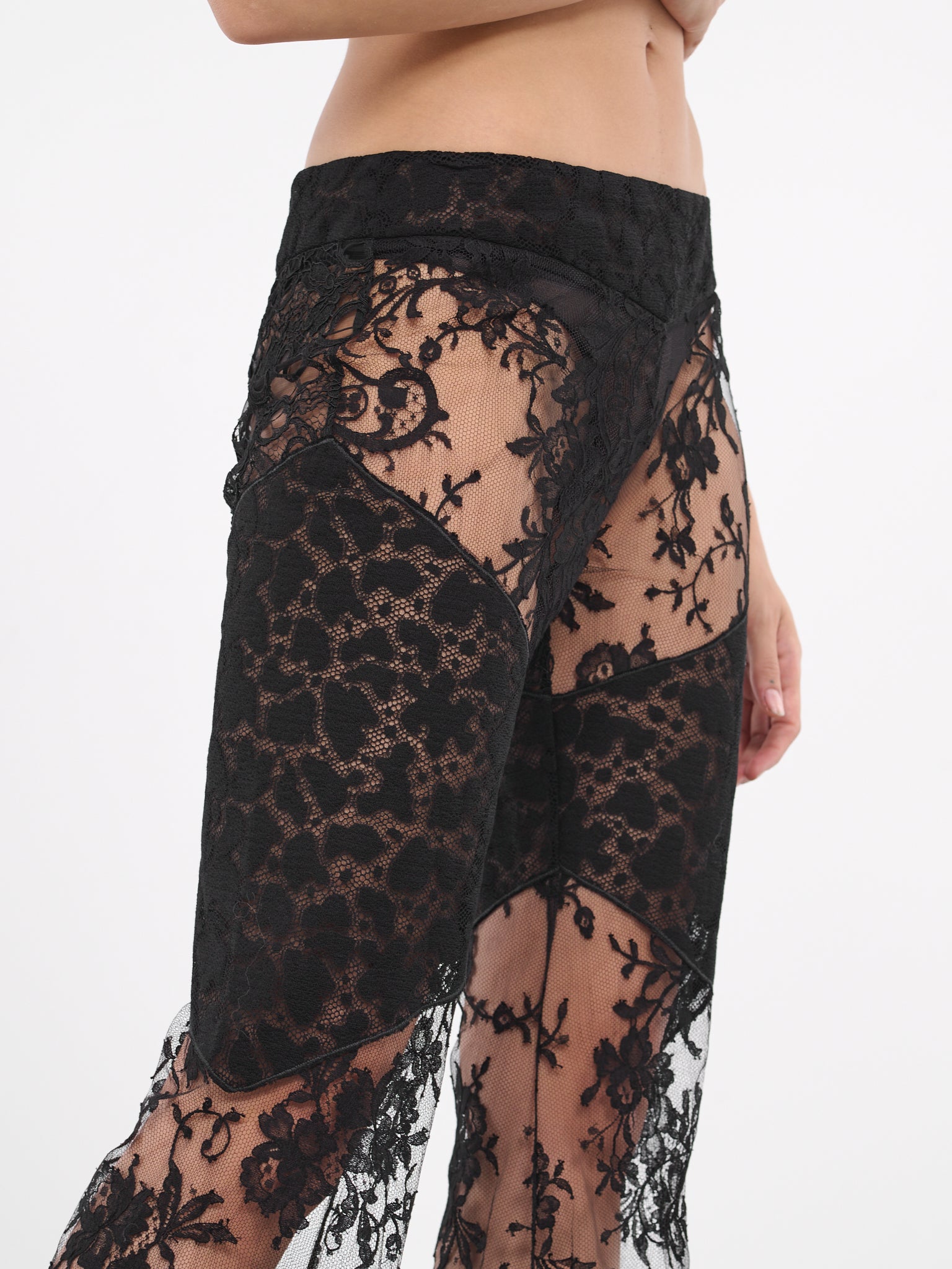 Lace Flared Trousers (RWT201-RP003-BLACK)