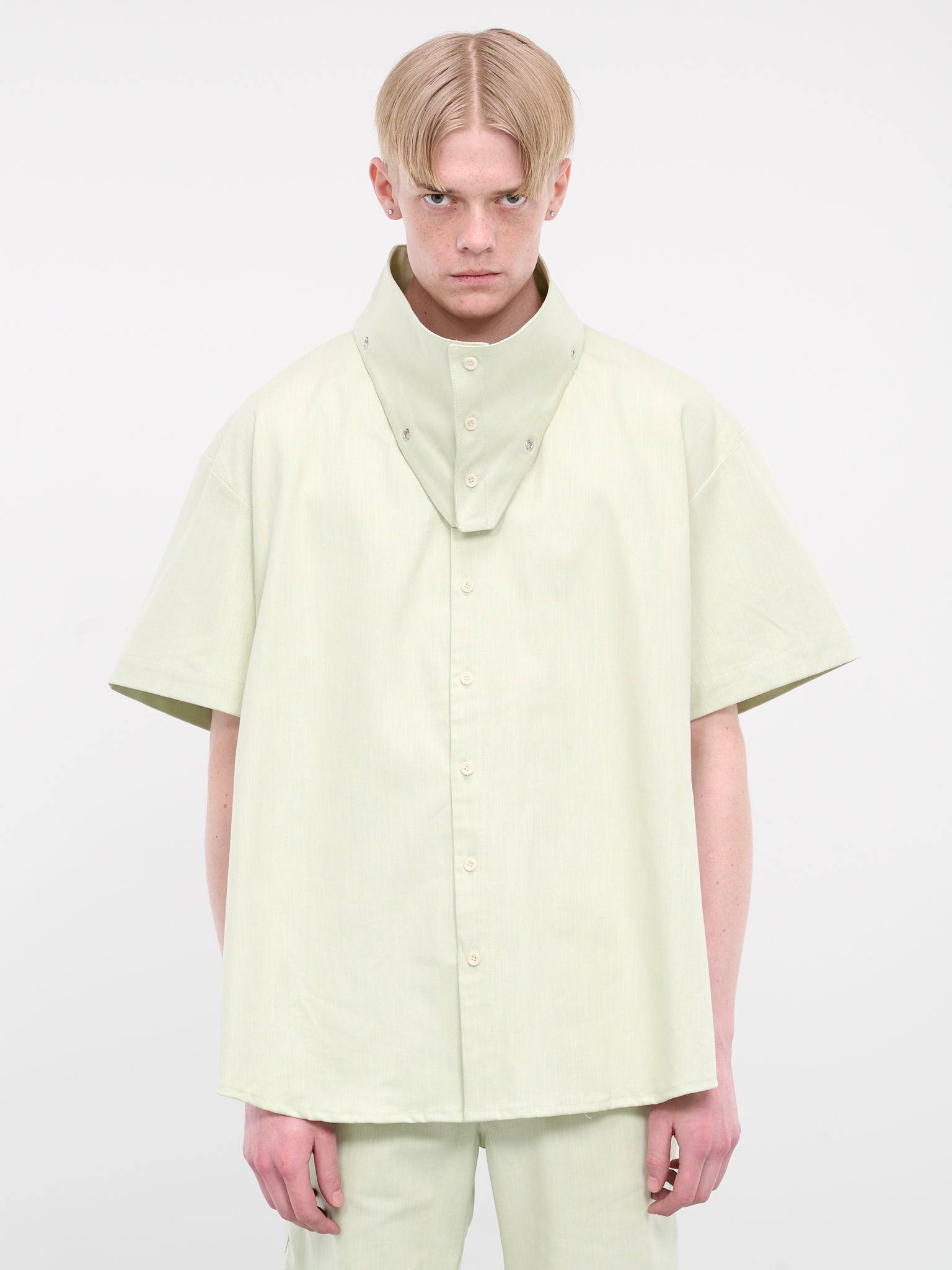 Funnel Neck Shirt (S-01-H-FUNNEL-GREEN-MINT-DENIM)