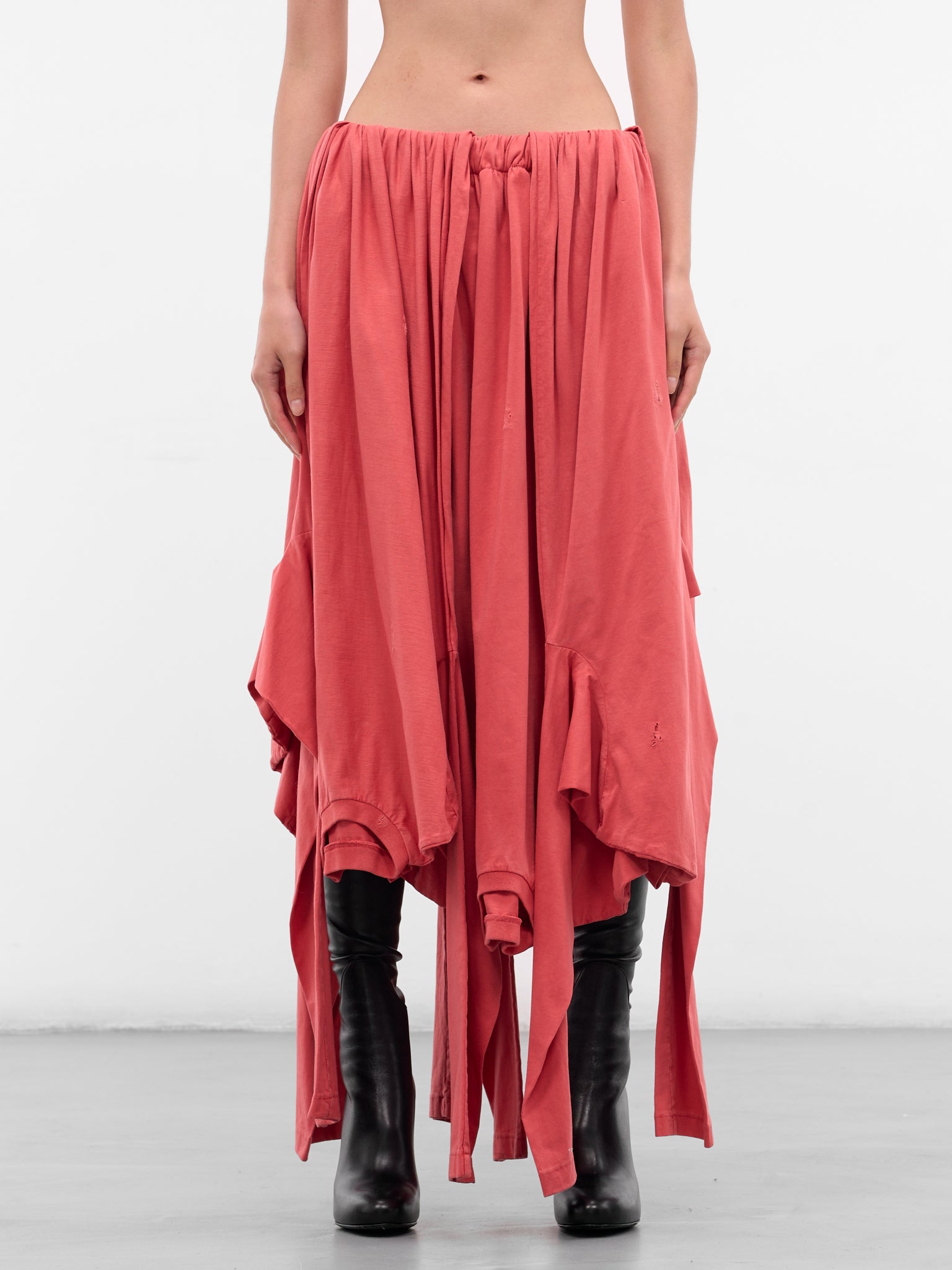 Red Deconstructed Long Sleeve Skirt S001-FADED-RED