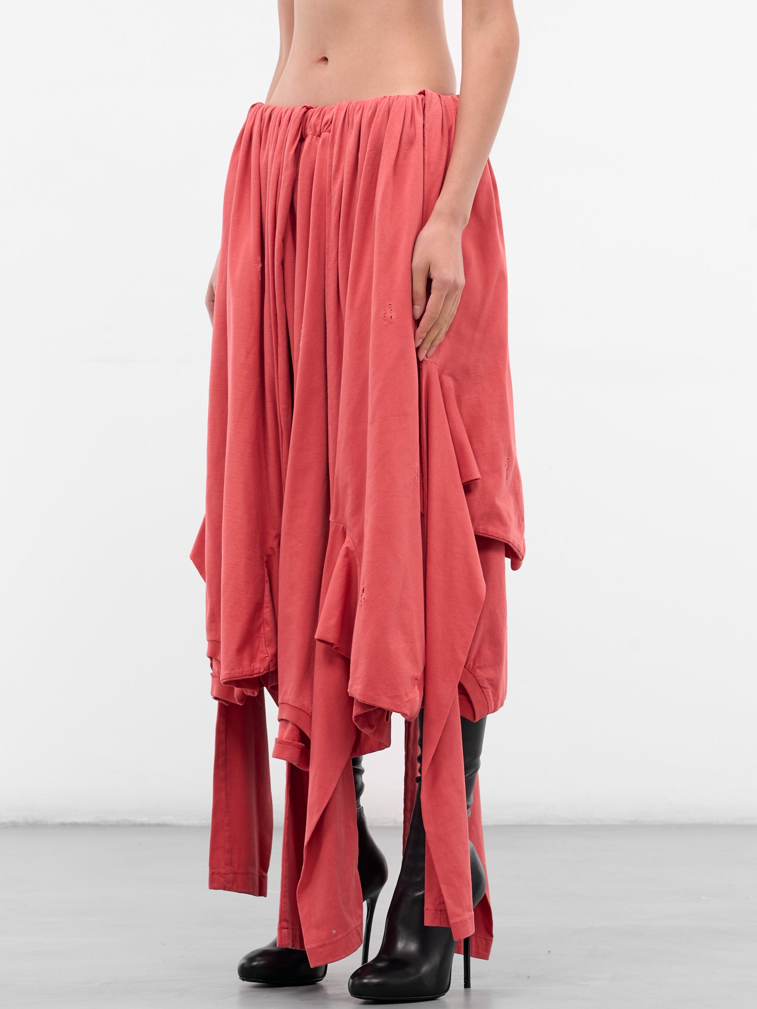 Red Deconstructed Long Sleeve Skirt S001-FADED-RED