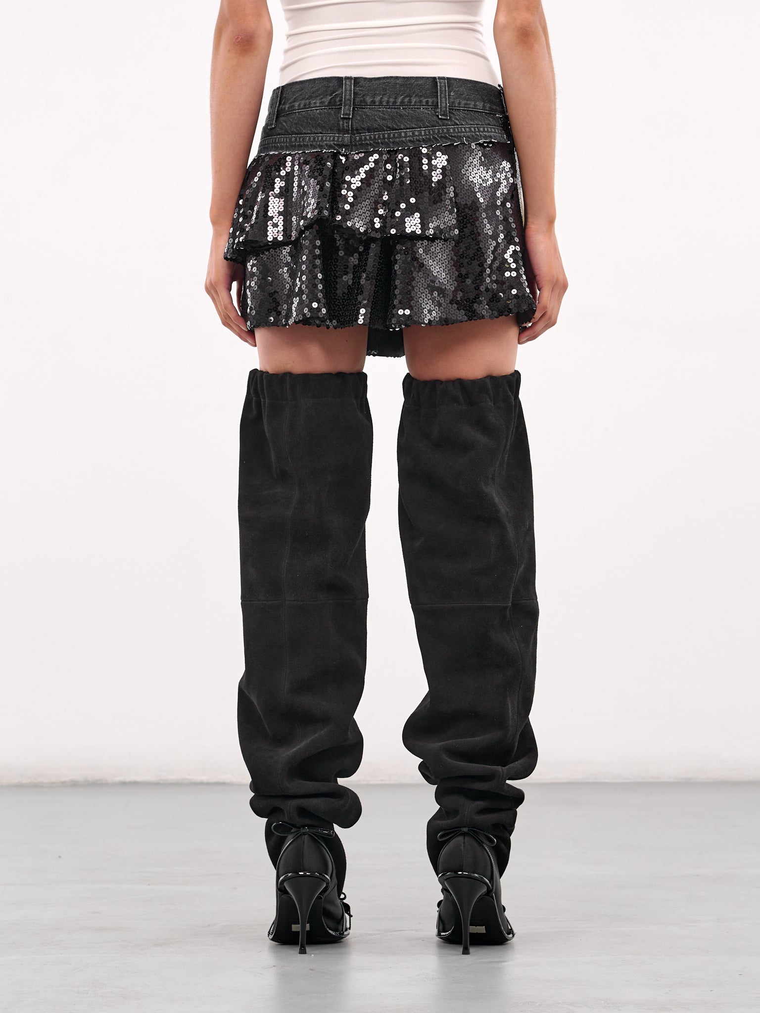 Sequin Triple Skirt (S018-BLACK-CREAM)