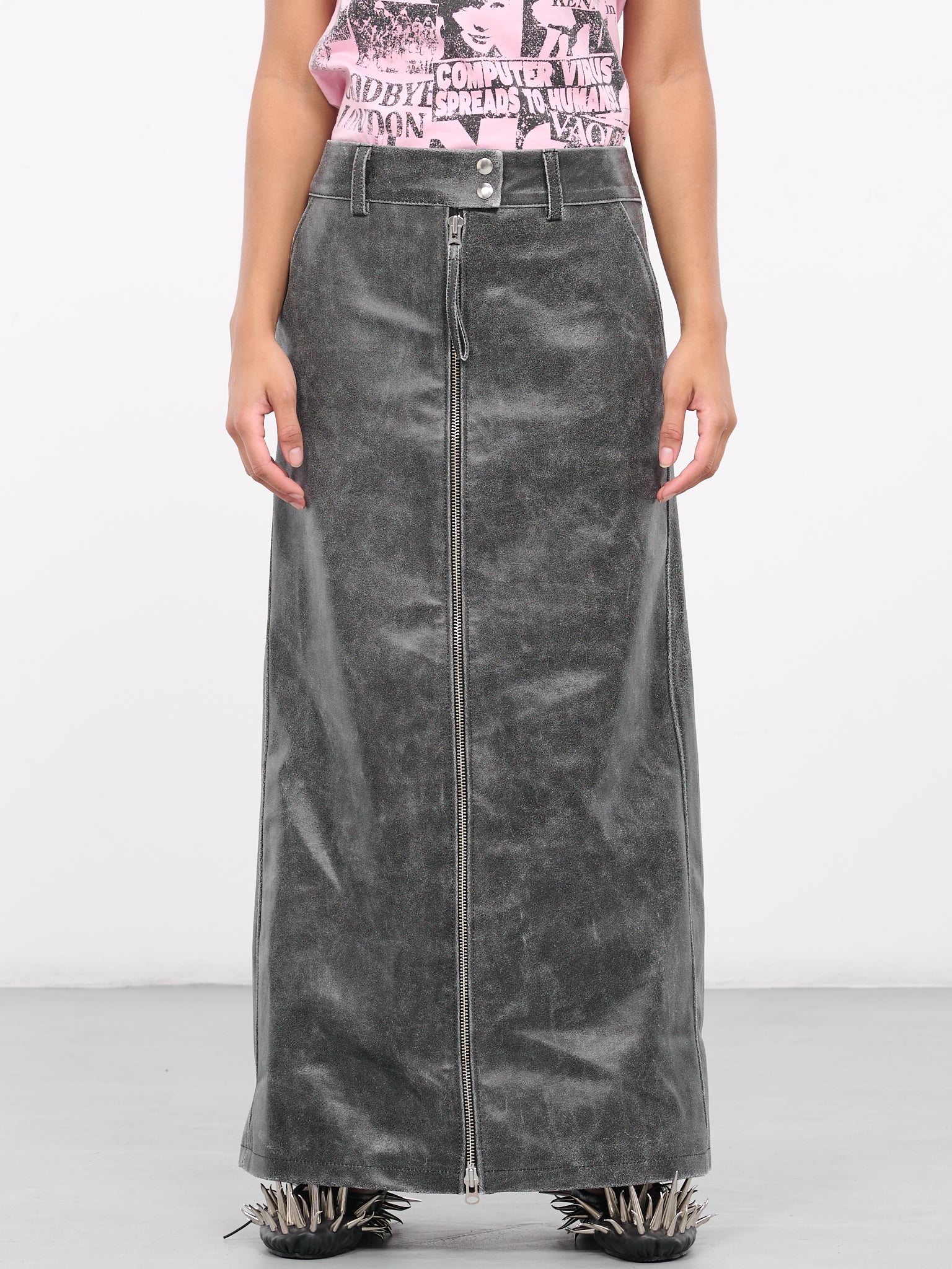 Leather Skirt (S004-BLACK)