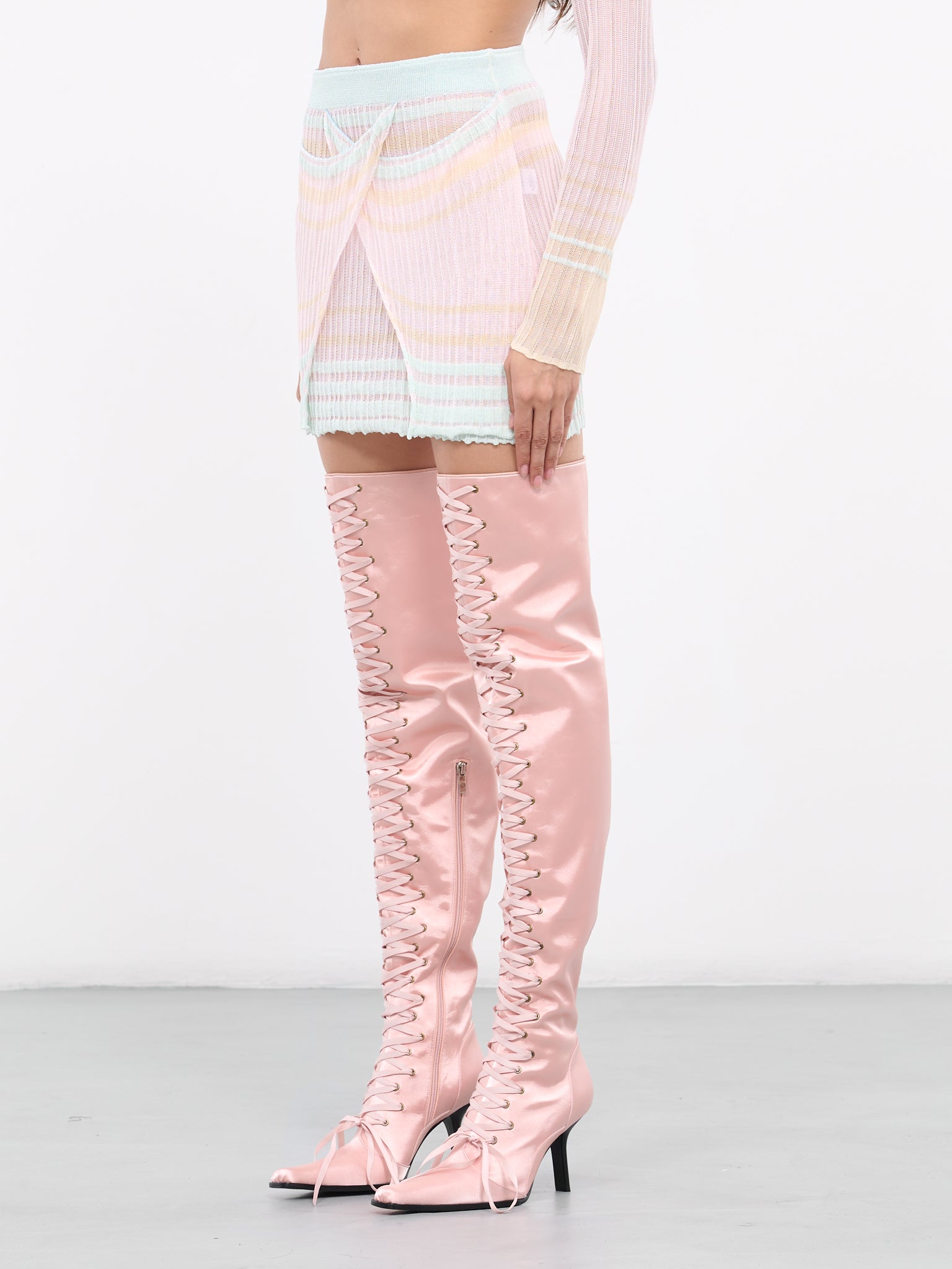 Layered Sheer Knit Skirt (S0101-PINK-MINT)
