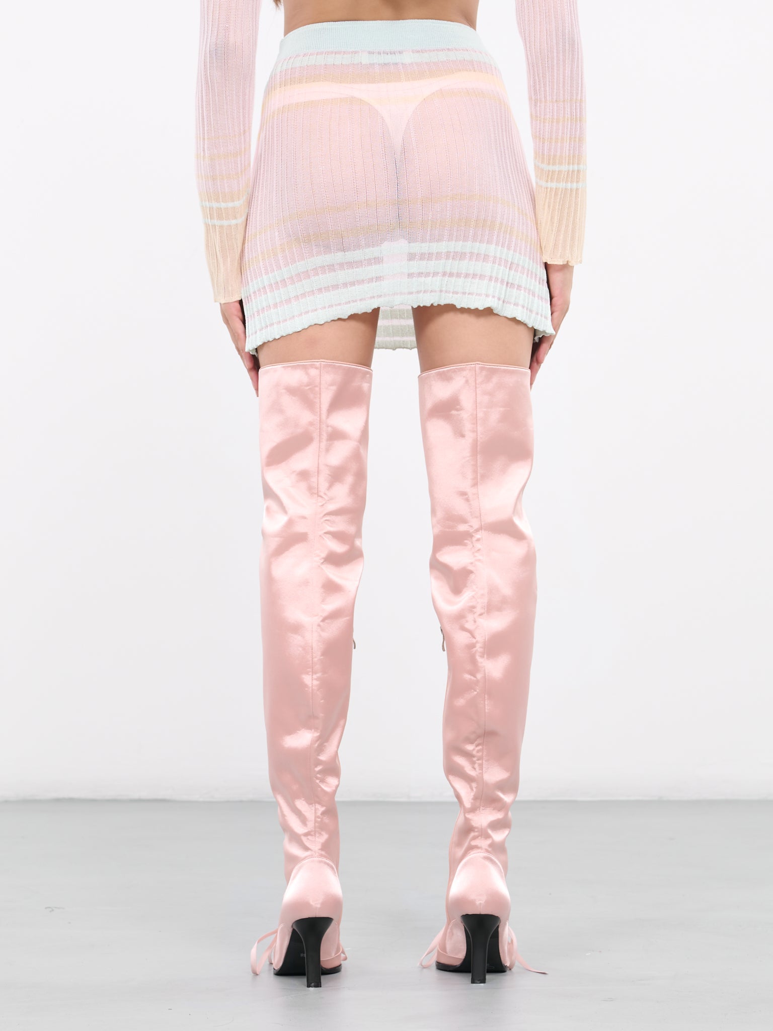 Layered Sheer Knit Skirt (S0101-PINK-MINT)