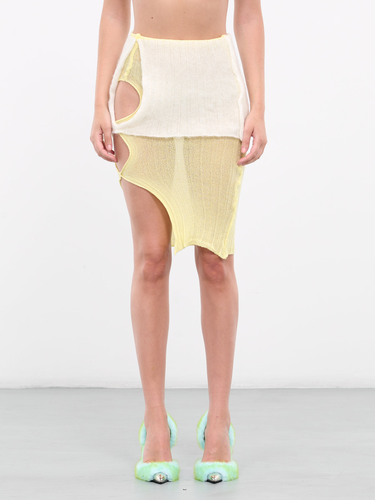 Layered Knit Skirt (S0201-YELLOW-WHITE)