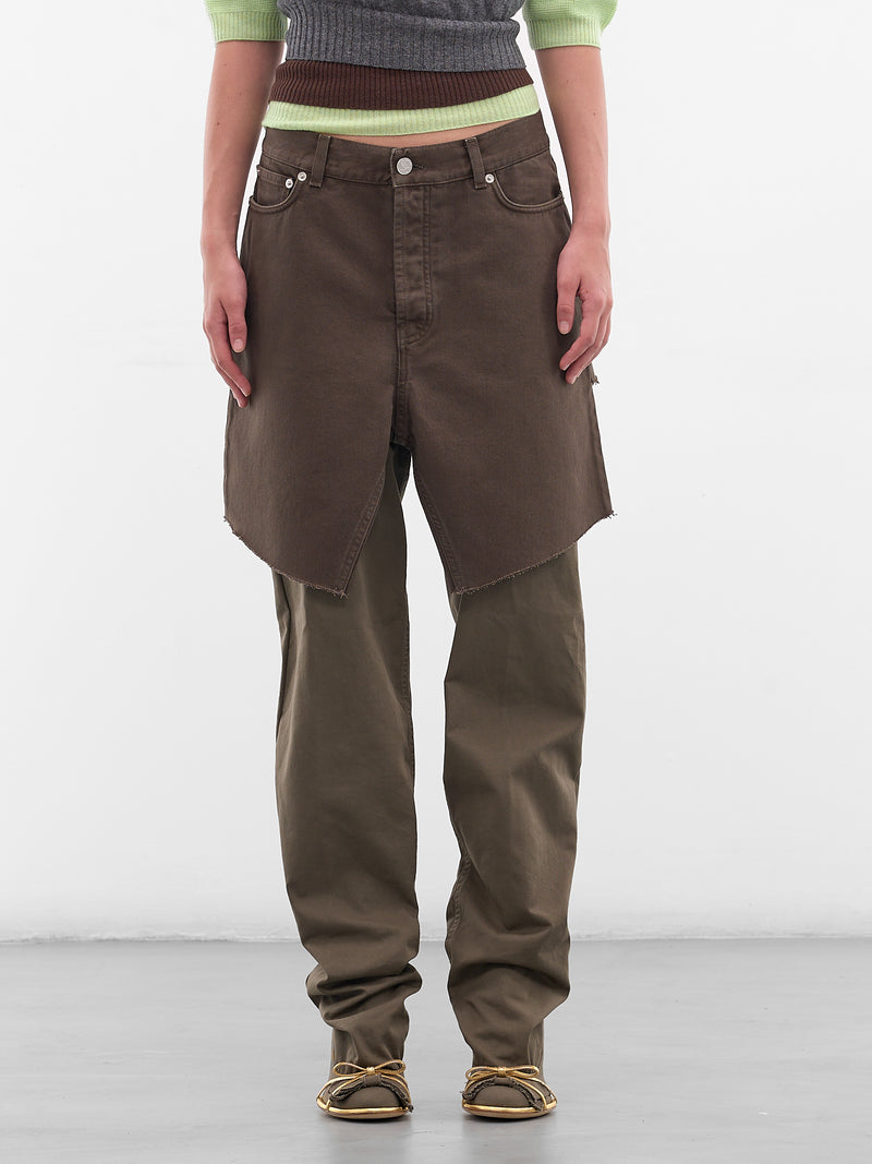 Brown Deconstructed Display Denim Skirt (S04FW5-BROWN)