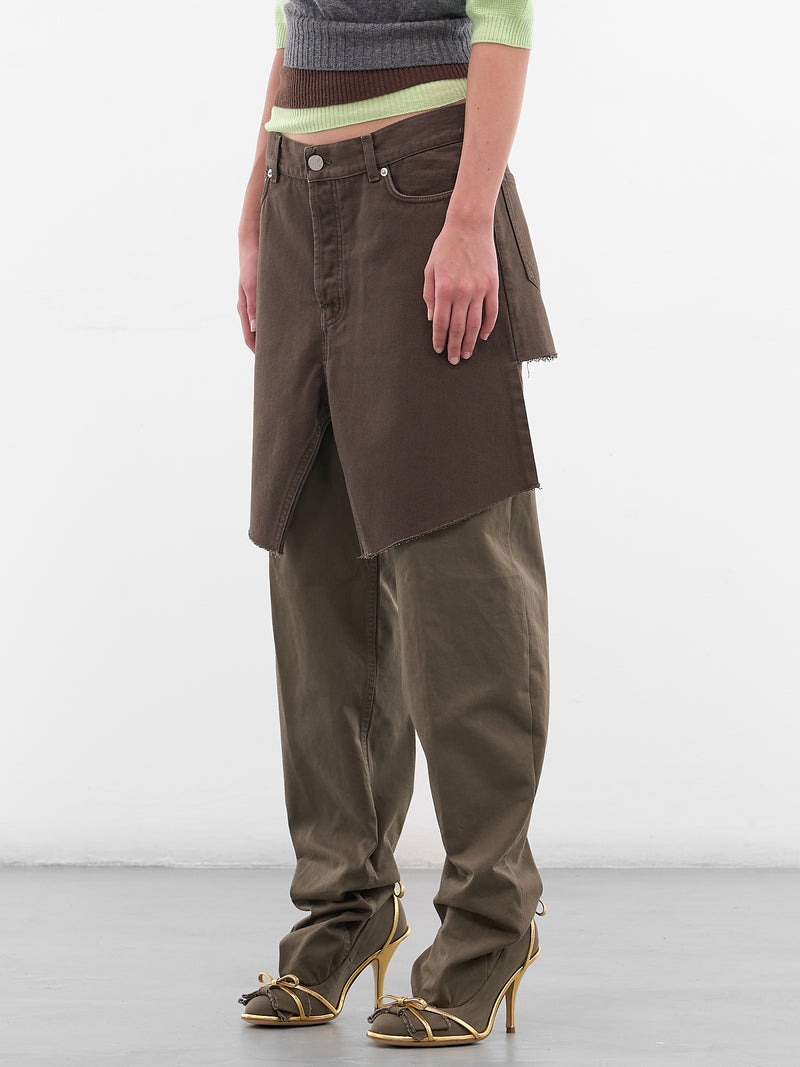Brown Deconstructed Display Denim Skirt (S04FW5-BROWN)