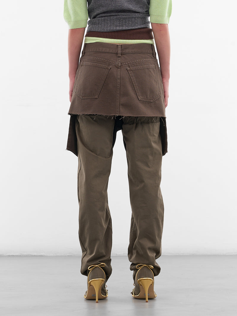 Brown Deconstructed Display Denim Skirt (S04FW5-BROWN)