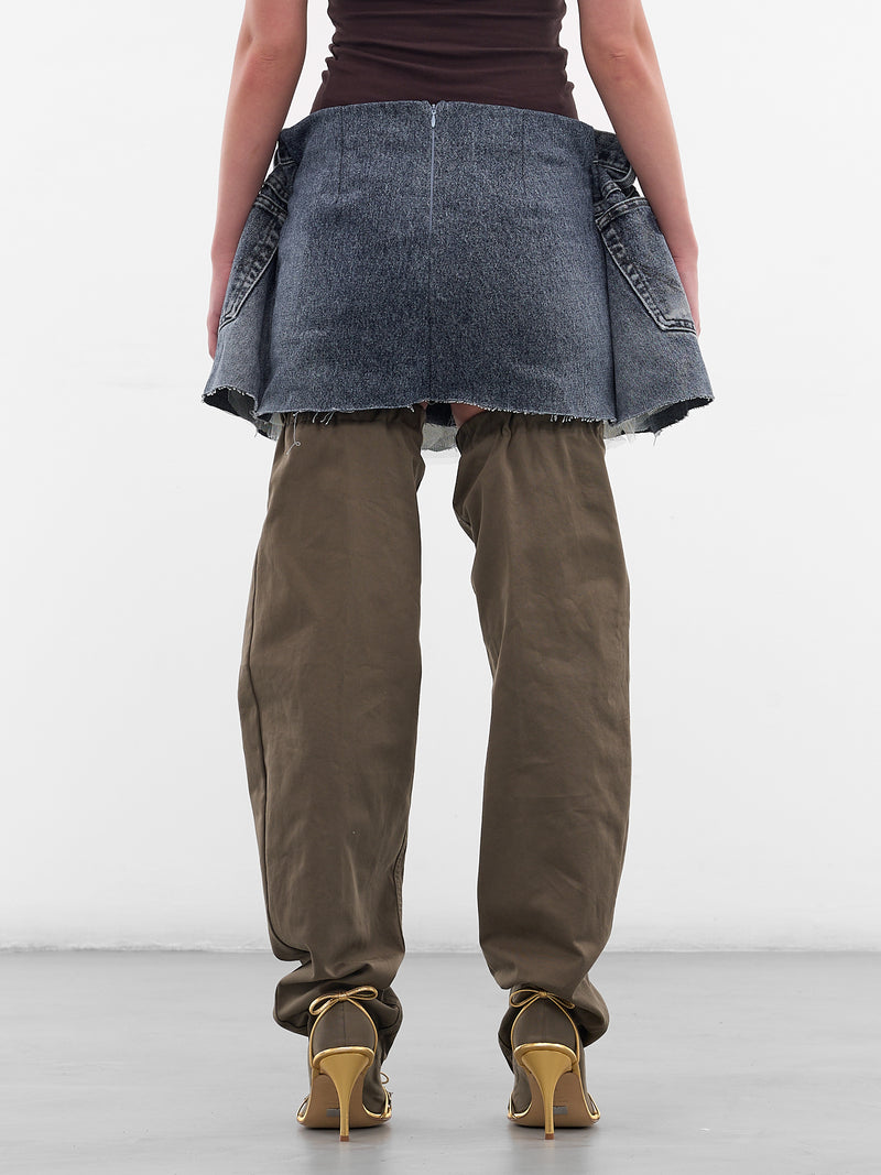 Blue Scrunched Denim Tulle Skirt (S06FW5-BLUE)