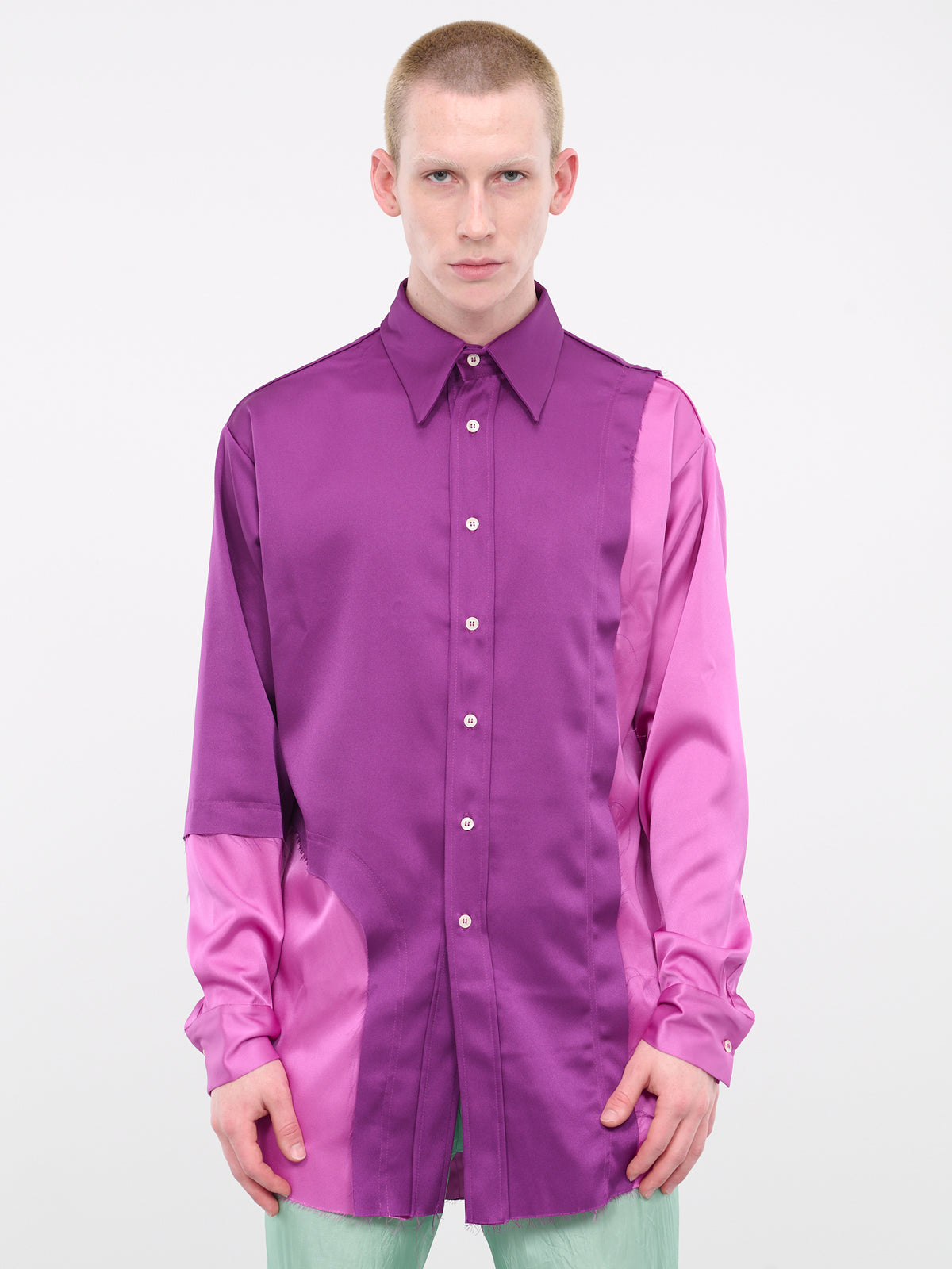 Patched Silk Shirt (S13-PURPLE-LIGHT-PURPLE)